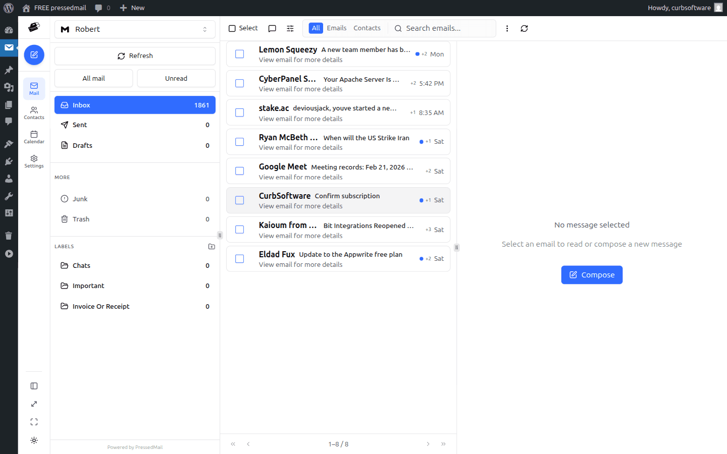 Contact sidebar context