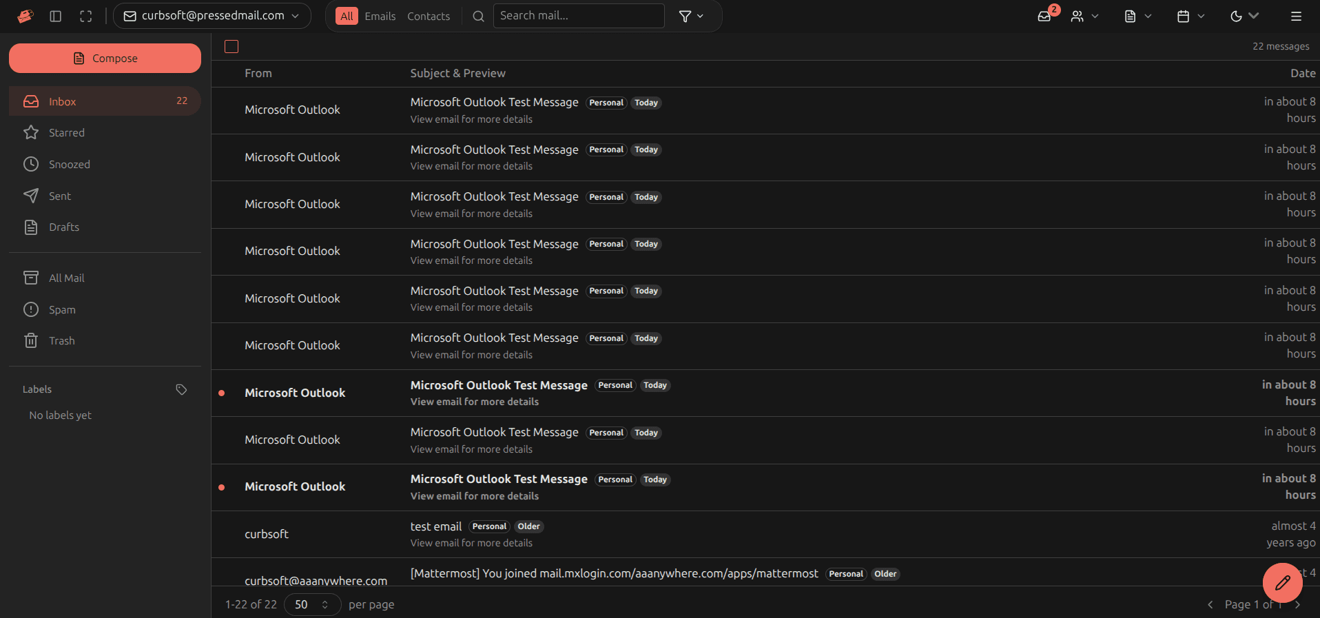 Security settings panel